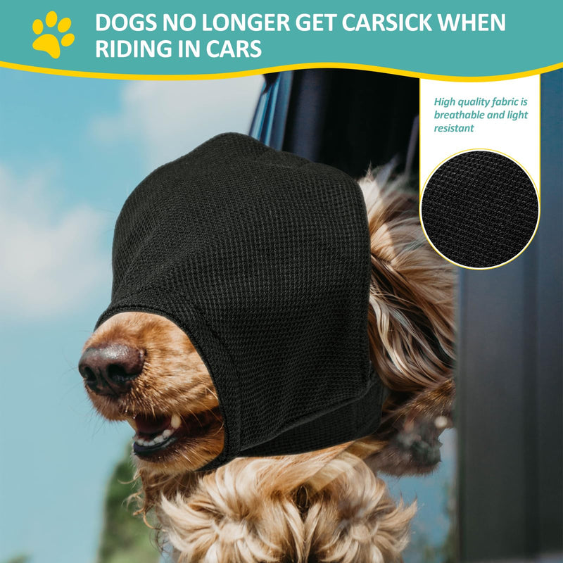 OHCOZZY Dog Calming Cap Eye Mask for Anxiety, Adjustable Nylon Pet Eye Cover for Grooming & Nail Trimming(S,Black) S Black