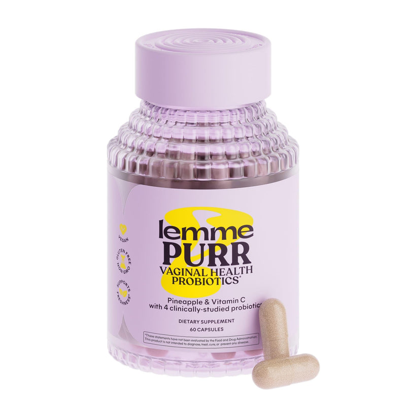 Lemme Purr Vaginal Probiotics for Women - Promotes pH Balance, Healthy Vaginal Odor & Urinary Tract Health w/Lactobacillus Blend, Clinically Tested Strains, Pineapple & Vitamin C - 60 Veggie Capsules - BeesActive Australia
