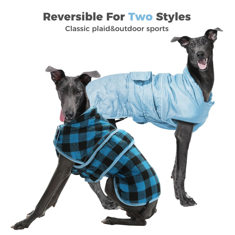 PAWZ Road Dog Winter Coat with 5 Layers Warm Material, Reversible Dog Clothes with 2 Sides, Dog Jacket Outdoor Water Repellent, (Blue Plaid 3XL) 3X-Large (Pack of 1) Blue Plaid - BeesActive Australia