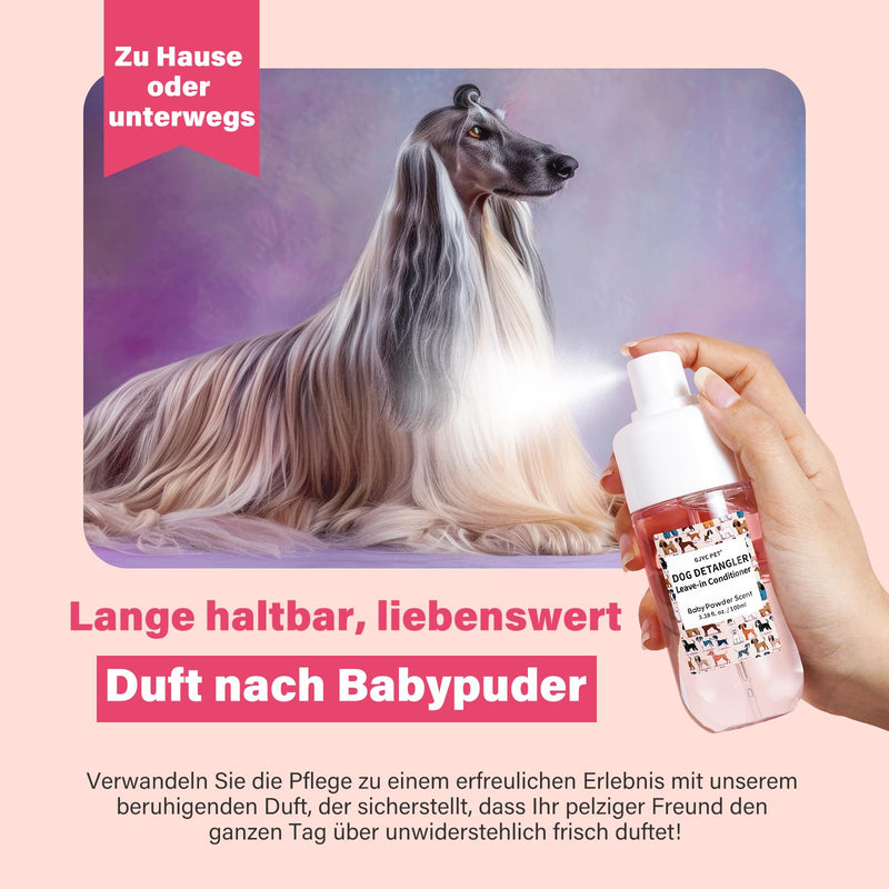 Dog Detangling Spray, Leave-in Detangler & Detangling Spray for Dogs, Baby Powder Scent, Professional Grooming Formula Contains Coconut Oil and Jojoba Oil for Easy Tangle-Free Grooming (100ml) - BeesActive Australia