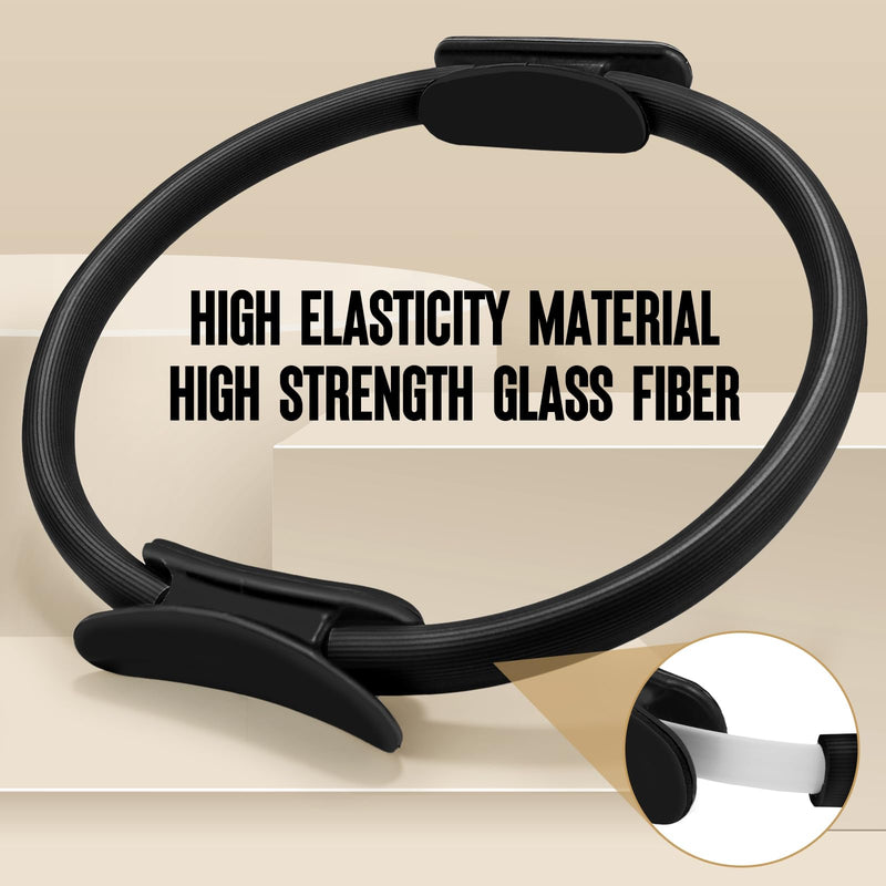 Pilates Ring Fitness Circle 14" Yoga Rings Magic Circle with Dual Padded Handles for Toning Arms, Thighs/Legs & Core，Home Exercise Equipment ﻿ Black
