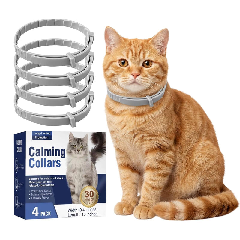 Calming Collar for Cats that Reduces Scratching & Anxiety | Pheromone Cat Calming Collar for Stress, Hiding & Marking | Waterproof Adjustable for Kitten Adult Senior Cats