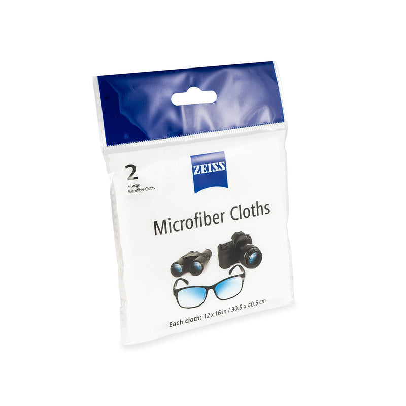 ZEISS MicroFiber Lens Cleaning Cloth (Pack of 2) JUMBO SIZE 2 Piece Cloth Set
