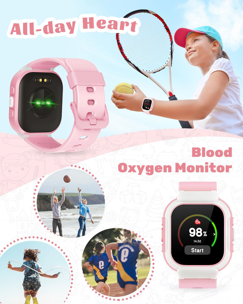 Cloudpoem Smart Watch for Kids Girls Boys, Kids Fitness Tracker Watch with Pedometer Heart Rate Monitor Sleep Tracker Alarm Clocks Puzzle Games Calculator IP68 Waterproof,Gift Pink - BeesActive Australia