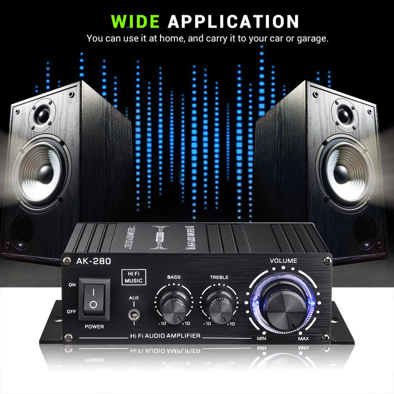 Facmogu AK280 200W Mini 2.0 CH Audio Power Amplifier, Speaker Amp Receiver