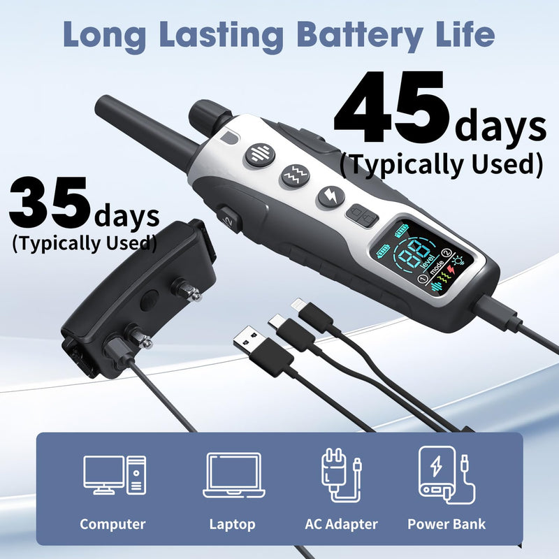 LP Dog Shock Collar - 3300Ft Dog Training Collar with Remote for Small Medium Large Dogs Rechargeable Waterproof e Collar with Beep, Vibration, Safe Shock, Flashing Light and Security Lock - BeesActive Australia
