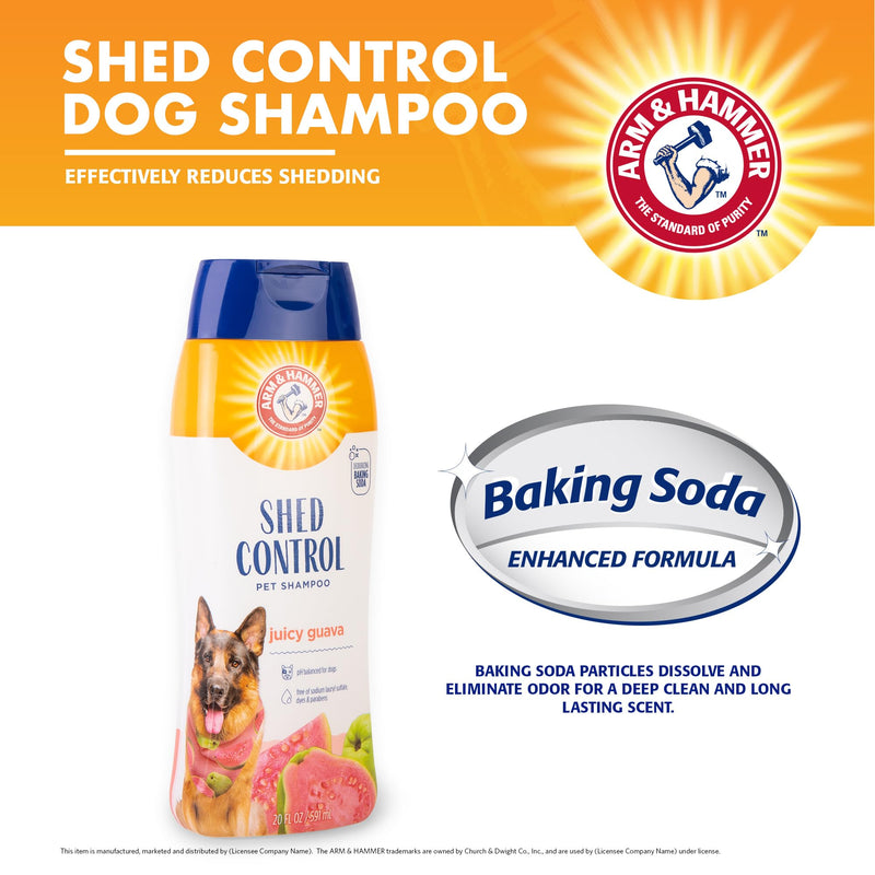 Arm & Hammer for Pets Shed Control Shampoo, 20oz Juicy Guava Scent | Professional Quality Dog Shed-Less Shampoo, De-Shedding Dog Shampoo, Free of Sodium Lauryl Sulfate & Parabens 20 Fl Oz (Pack of 1) - BeesActive Australia