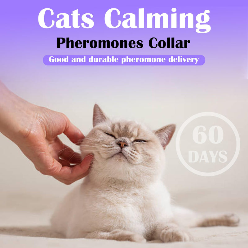 4 Pack Calming Collar for Cats - Long-Lasting Anxiety and Stress Relief, Relaxing Cat Collar,Adjustable Pheromones Collar for Cats，Natural Soothing 60 Days of Continuous Calming Move Purple - PawsPlanet Australia