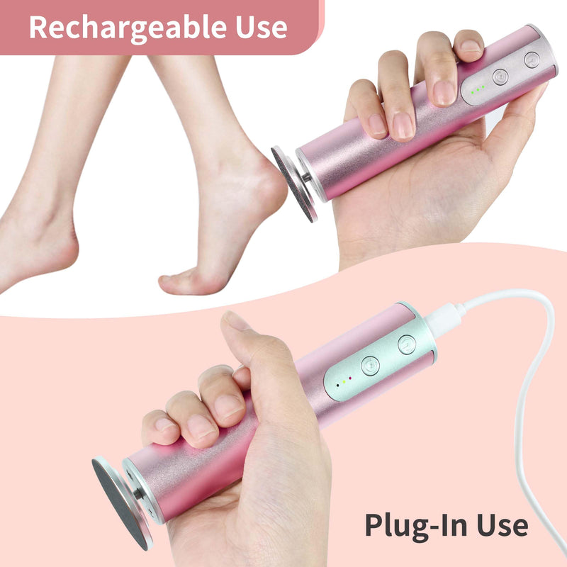 Rechargeable Electric Foot Callus Remover with 3-Sizes 120Pcs Sandpaper Discs, Professional 900RPM 3-Speed Control Aluminum Electric Foot File (E3 Rose Pink) Pink-recharge - BeesActive Australia