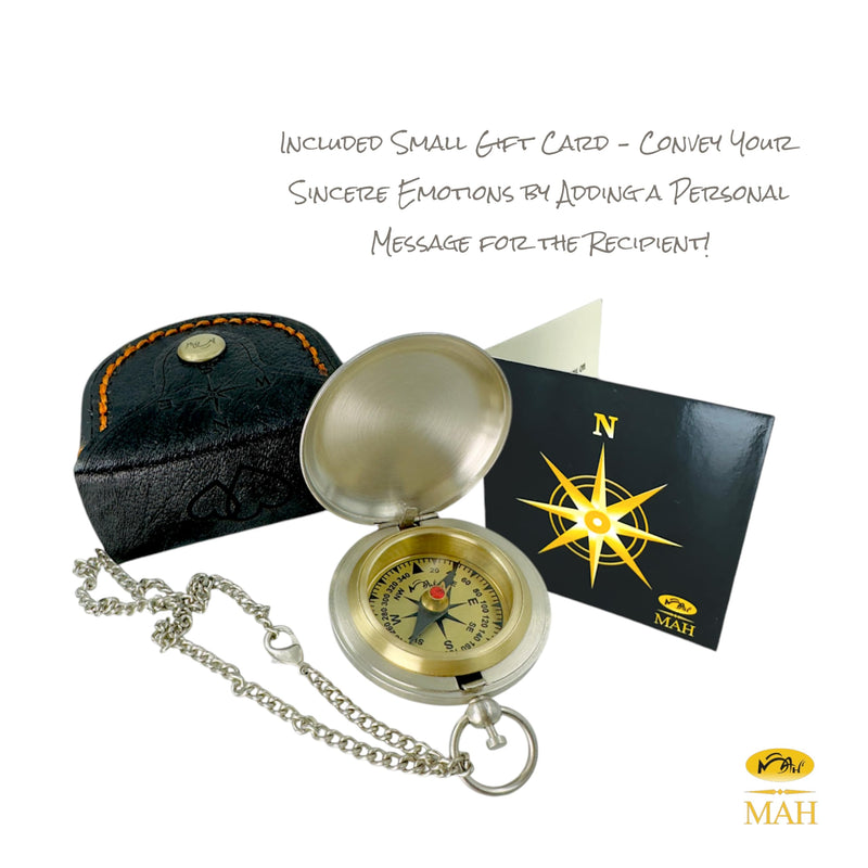 Brass Compass Gift – Push Button Compass Keepsake Gift for Son, Boys, Men, Graduation Gift, Birthday Gift Idea, Inspirational Motivational Gift for Him, Unique Gift Idea, Collectible Desk Decor Brass Compass Gift – Nickel Edition 3