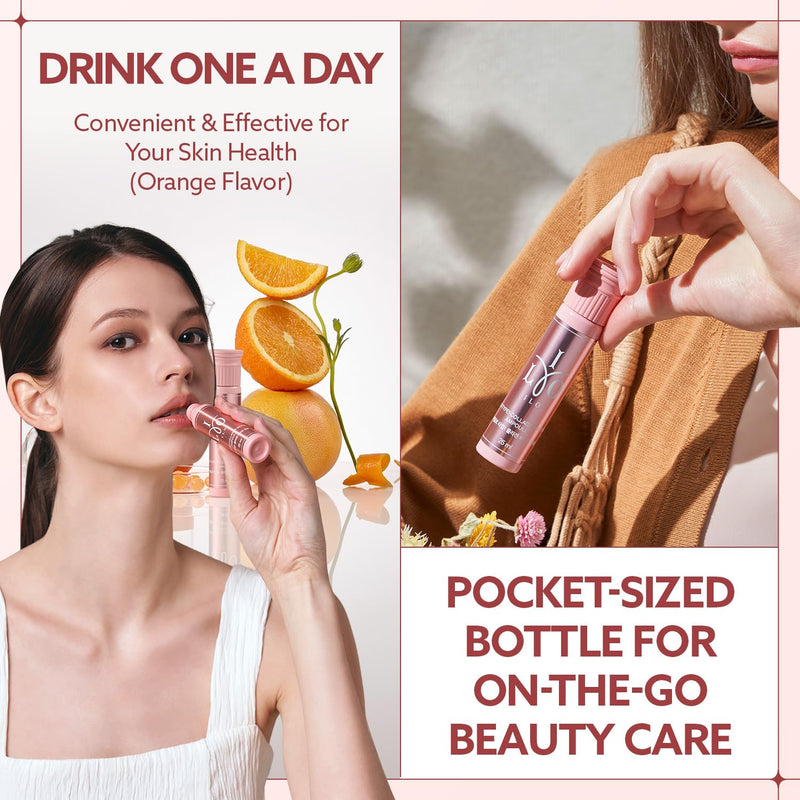 ILO Liquid Collagen Drink, 3000mg Type 1 Marine Collagen, 14 Bottles | 500 Dalton orange shots with biotin, ceramide, hyaluronic acid, vitamin C & Beau-mino Complex - no powder, no fishy taste 0.85 Fl Oz (Pack of 14)