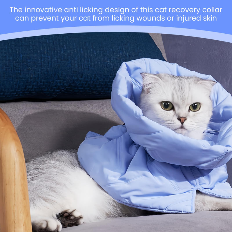 WIYETY Cat recovery collar, neck protection collar for cats, adjustable pet collar, soft cat protective collar, Elizabethan collar, prevent kittens from licking wounds (blue, S) - BeesActive Australia