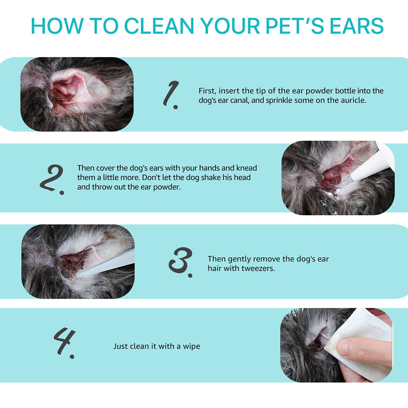 Onznoz Canker Powder for Dog Ears, Dog Ear Cleaner, Dog Ear Powder for Hair Removal, Fast-Acting Ear Powder, Prevention of Ear Infections in Dogs, Treats Ear Odor 30G - BeesActive Australia