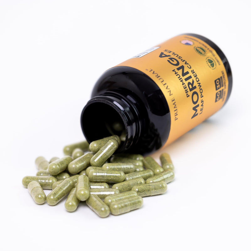 Moringa Powder Capsules - Pure Moringa Powder, Energy, Skin, Immune & Gut Health Superfood, Rich in Antioxidants, Essential Vitamins & Amino Acids, Natural Green Superfood Supplement - 60 Count