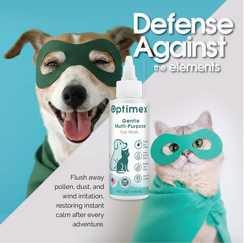 Gentle Multi-Purpose Eye Wash for Dogs & Cats (4 fl oz) Helps with Eye Infections, Redness, Irritation, Tear Stains, Discharge, Pink Eye, Conjunctivitis & Dry Eye Relief Vet Formulated