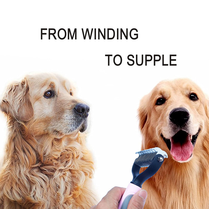MMSGA Dog Hair Comb Stripper, Cat Dog Detangling Combs, Pet Grooming Tool, Double-Sided Fur and Dematting Rake Comb for Dogs and Cats, Cat and Dog Flea Comb Set (Small, Pink)… Small - BeesActive Australia