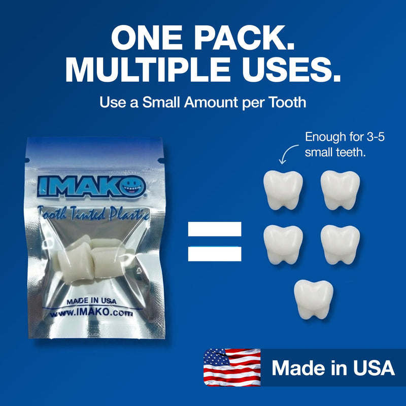 Imako Tooth Tinted Plastic - Natural Color - Temporary Tooth - Made in USA 1 Count (Pack of 1)