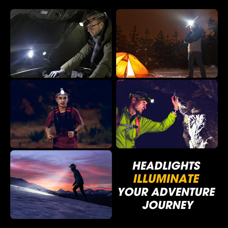 1,000,000 LM Rechargeable Headlamp, 90° Adjustable Head Lights for Forehead, Headlamps for Adults Rechargeable, IP68 Waterproof Head Lamp for Hunters for Outdoor Camping, Hunting, Running Black-H