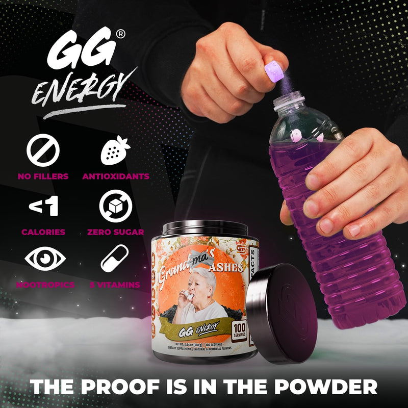 Gamer Supps GG Energy - Grandma's Ashes by Goons (100 Servings) - Keto Friendly Gaming Energy and Nootropic Blend, Sugar Free + Caffeine + Vitamins + Immune Support, Powder Drink 5.64 Ounce (Pack of 1)