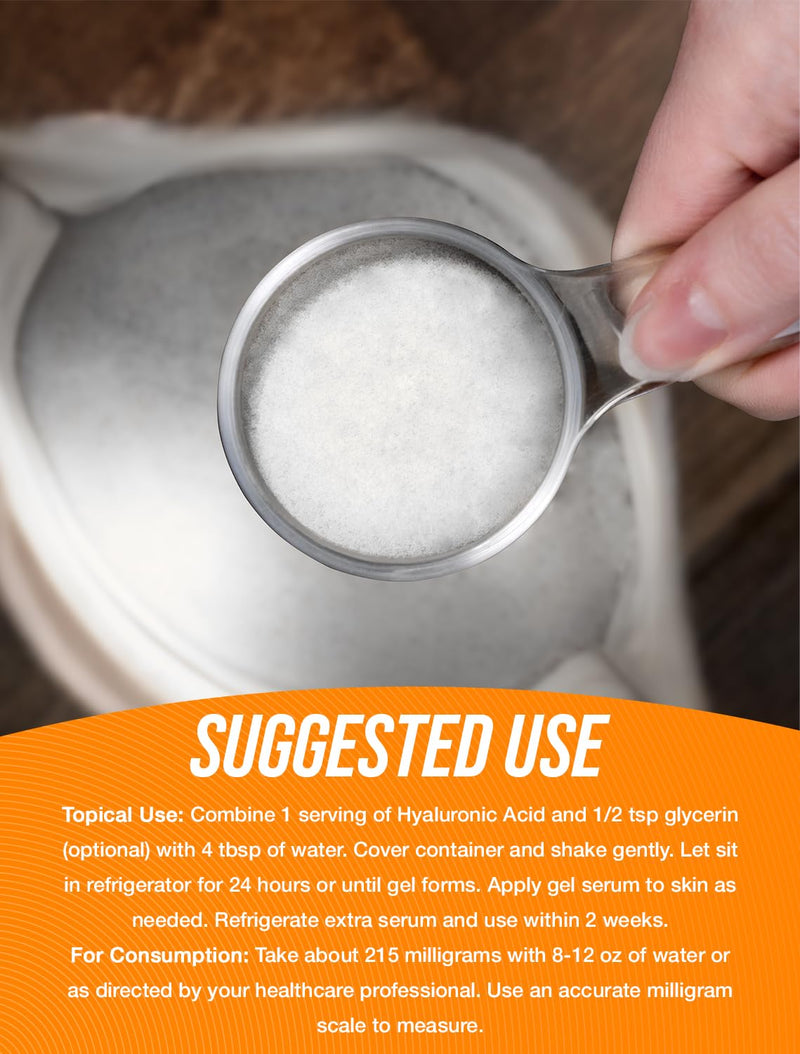 BulkSupplements.com Hyaluronic Acid Powder - as Sodium Hyaluronate, Hyaluronic Acid Supplements - Food Grade, Gluten Free - 215mg per Serving, 100g (3.5 oz) (Pack of 1) 3.5 Ounce (Pack of 1)