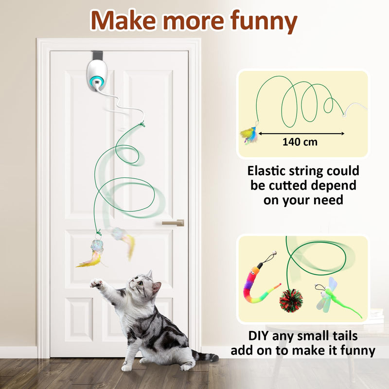Interactive Toys for Indoor Cats Kitten Play Chase Exercise, Rechargeable Door Hanging Cat Teaser Self Play Feather Cat String Toys - BeesActive Australia