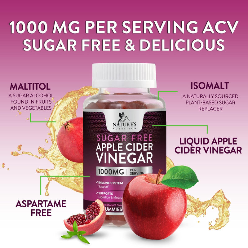 Apple Cider Vinegar Gummies for Weight Loss - Sugar Free - Max Strength ACV Gummy with Vitamin B12 & The Mother - Metabolism & Energy Support - Vegan Apple Cider Vinegar Gummy Supplement - 60 Gummies 60 Count (Pack of 1)