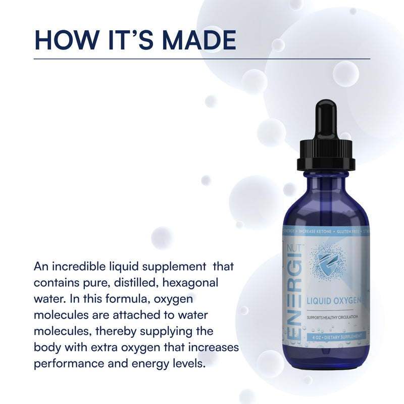 ENERGI Liquid Oxygen Drops, Improves Strength & Boost Oxygen and Energy Levels, Encourages Athletic Performance and Oxygen Boost, 4oz Bottle, 190 Servings - BeesActive Australia