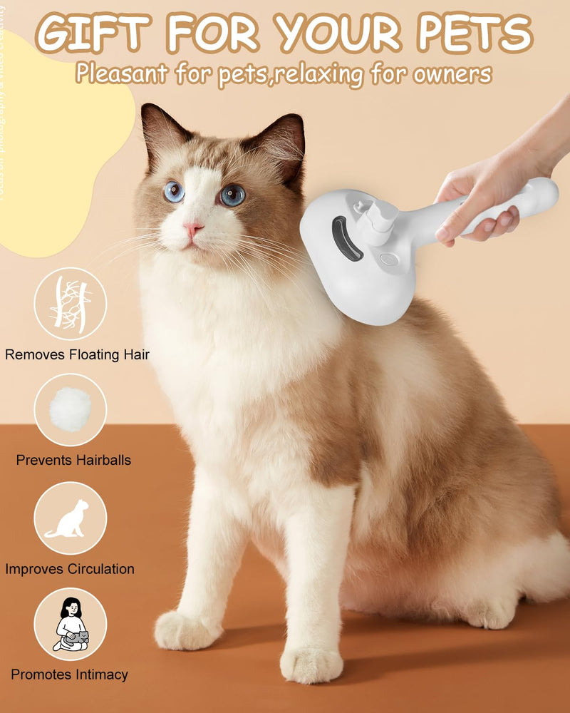 TIDEVAN Cat brush with steam, 3 in 1 spray comb for cats, steam brush cat, cat brush with water, cat grooming brush, cat hair brush for massage, care, hair removal, animal hair brush for cats, dogs - BeesActive Australia
