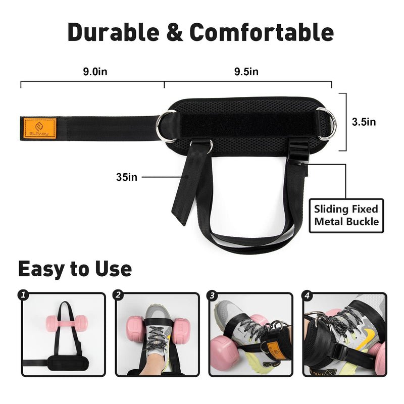 Ankle Straps for Dumbbells Weights and Cable Machines, Dumbbell Foot Attachment, Tibialis Trainer, Ankle Straps for Weight Lifting, Leg Extensions for Women and Men Black 2PC
