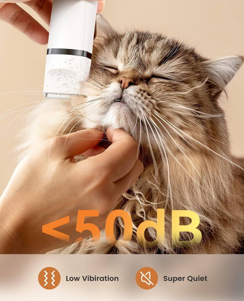 oneisall Quiet Clipper Cat Dog Set, 3 in 1 Dog Clipper Cat Razor Professional Hair Clipper for Paws, Butts, Knotted, Dingleberry (White) White - BeesActive Australia