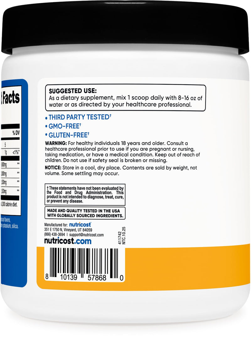 Nutricost BCAA Powder 2:1:1 (Orchard Fruit) - Branch Chain Amino Acids, 6g Per Serving, Vegetarian, GMO-Free, Gluten-Free, 30 Servings
