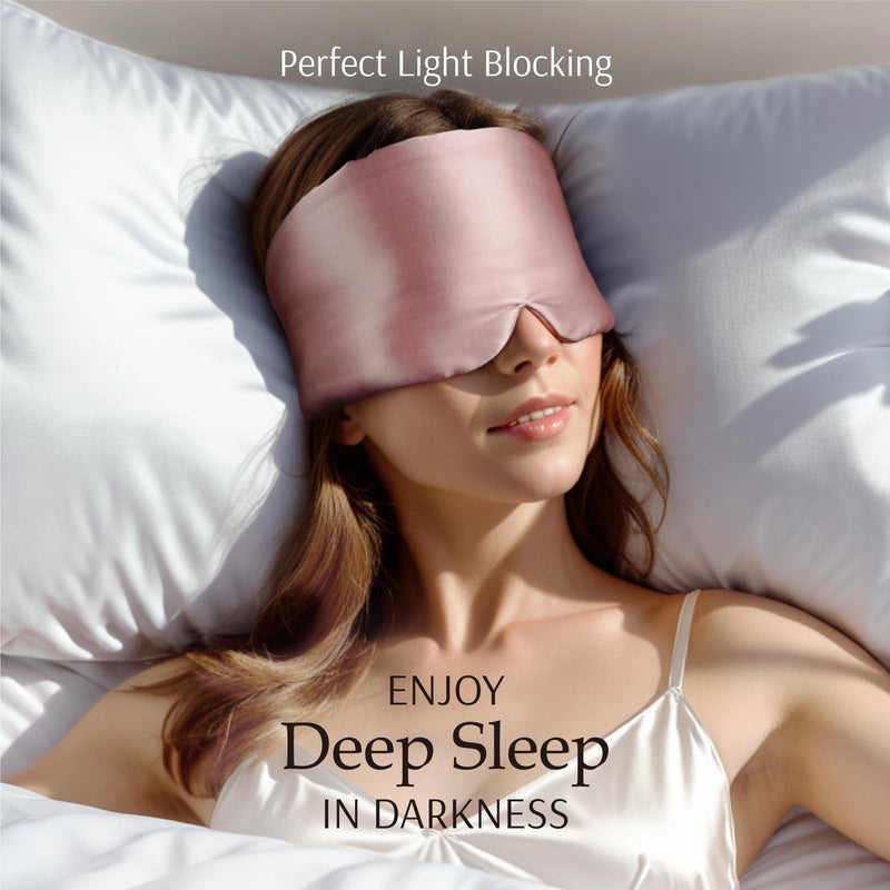 Zenssia 100% Mulberry Silk Sleep Mask Eye Mask for Man and Woman with Adjustable Headband, Full Size Large Sleep Mask & Blindfold for Total Blackout for All Night Sleep, Travel & Nap- Light Plum - BeesActive Australia