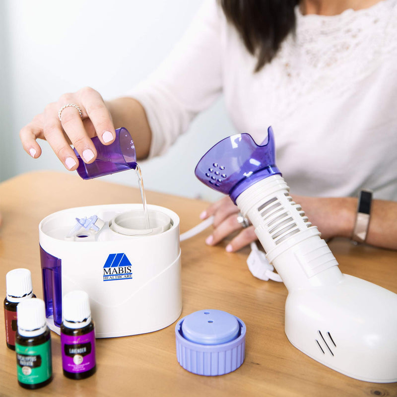 MABIS Facial Steamer, Steam Inhaler, FSA Eligible, Vaporizer or Vocal Steamer with Aromatherapy Diffuser and Soft Face Mask for Cleansing, Sinus Pressure, Congestion, Colds and Cough, 25mL - BeesActive Australia