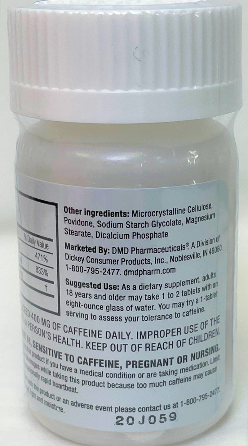 Tablets, Vitamin B6 and B12 Caffeine Pills, 350 mg Caffeine per Serving, Physical Performance and Focus Supplement, 100 Count 100 Count (Pack of 1)