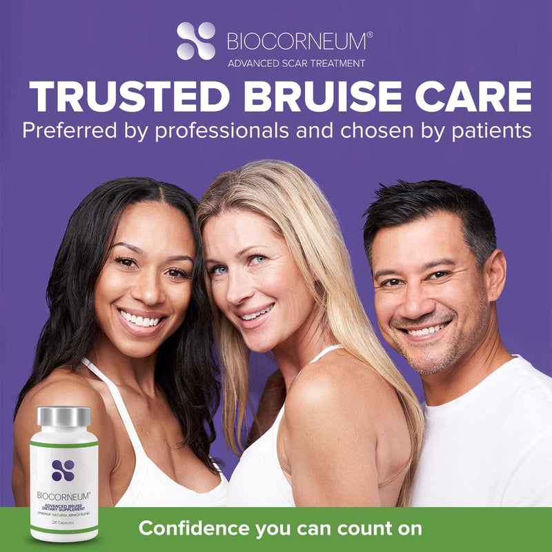 BIOCORNEUM Bruise Supplement with Arnica, Bromelain & Zinc, 28 Capsules | Advanced Bruise Remedy, Internal Support for Visible Recovery, Vitamin K1, K2, C, Bromelain for Bruising and Swelling