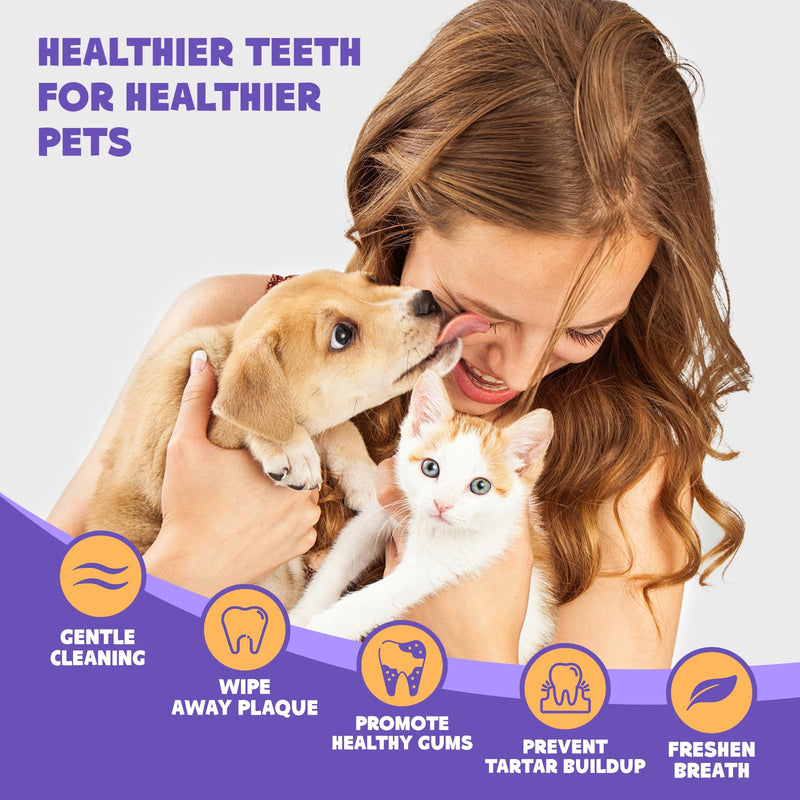 HICC Pet Teeth Cleaning Wipes for Dogs & Cats, Remove Bad Breath by Removing Plaque and Tartar Buildup No-Rinse Dog Finger Toothbrush, Disposable Gentle Cleaning & Gum Care Pet Wipes, 50 Counts Unscented 50 Count (Pack of 1) - BeesActive Australia