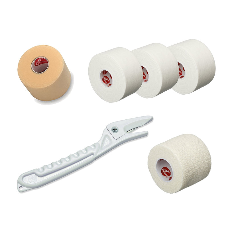 Cramer Taping Kit, Athletic Tape Kit & Supplies for Coaches & Athletic Trainers, 3 Rolls Cramer 950 Tape, 1 Roll Tape Underwrap, 1 Roll Cohesive Self-Stick Tape, 1 Tape Cutter for Removal - BeesActive Australia