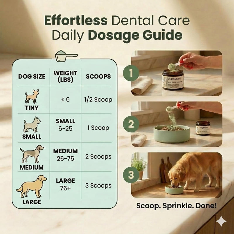 Dogbiotics DE-01 Dental Powder for Dogs – Human-Grade Oral Postbiotic, Helps Fight Plaque & Tartar, Supports Gum Health & Fresh Breath – 60 Scoops (2 oz / 60g) Pack of 1