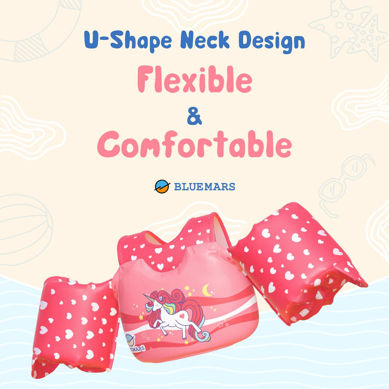 BLUEMARS USCG Toddler Life Jacket Swim Vest for Age 1/2/3/4/5/6 Years Old, Coast Guard Approved Toddler Floaties for Pool Swimming,Boating, Kids Arm Water Wings for Children 30-50 lbs Pink - Rainbow Unicorn - BeesActive Australia