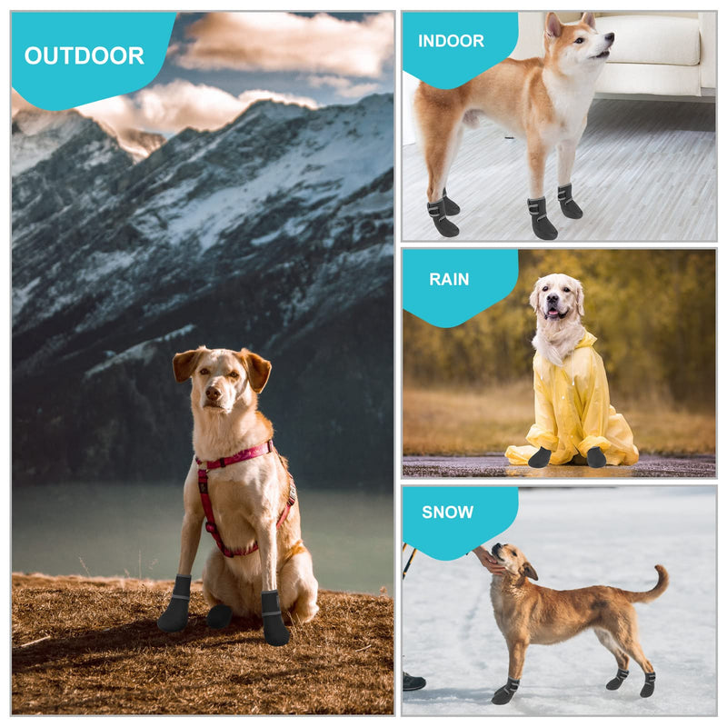 EXPAWLORER Anti-Slip Dog Boots-Dog Boots & Paw Protectors for Winter,Waterproof Dog Socks for Small Medium Large Dogs,Dog Booties for Outdoor Snow Rain Days,Dog Shoes for Hot Pavement,Hiking Walking Black S - BeesActive Australia