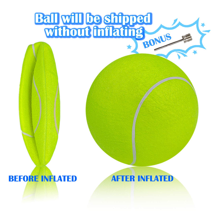 Giant 9.5" Dog Tennis Ball Large Pet Toys Funny Outdoor Sports Ball with Inflating Needles for Small Medium Large Dog 9.5 inch Yellow