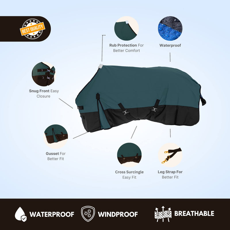 Resistance 1200 Denier LightWeight Water Resistant & Breathable Horse Rain Sheet Light Brown 70" - BeesActive Australia