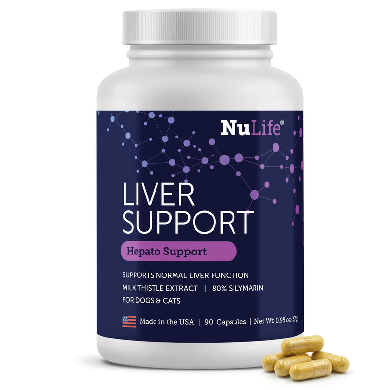 NuLife Hepato Support - Liver Support for Dogs and Cats with Silymarin - Contains Milk Thistle for Dogs & Cats and Vitamin B Complex (B1, B2, B6, B12) - Promotes Canine & Feline Hepatic Health - 90ct