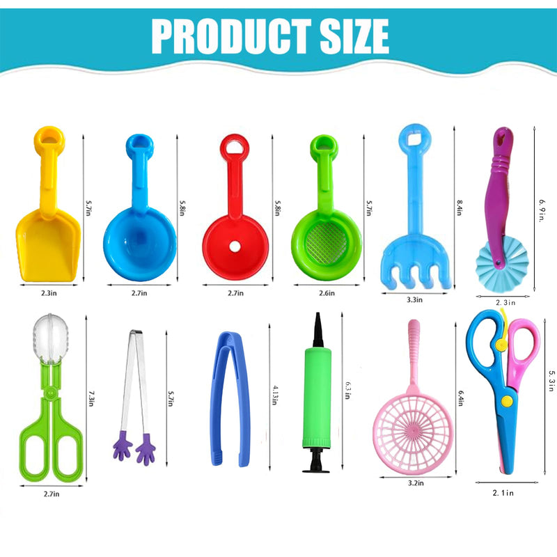 12 Pcs Sensory Bin Filler,Sensory Bin Tools, Fine Motor Skills Handy Scooper Set with 5 Scoops, Plastic Tweezers, Silicone Tongs, Beach Shovels, Air Pump, Scissors Clip - BeesActive Australia
