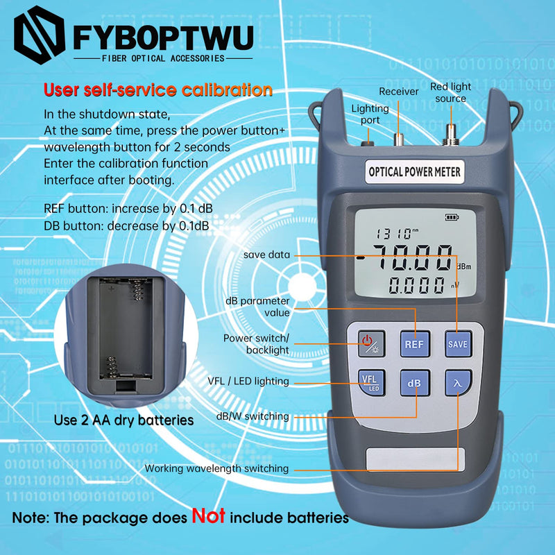 2pcs 3 in 1 Function Fiber Optic Tester Portable Optical Power Meter (FC/SC/ST) & VFL-10 Visual Fault Locator & LED Lighting, OPM & VFL Fiber Optic Tester, Range: (-70) dBm ~ (+10) dBm 2 - BeesActive Australia