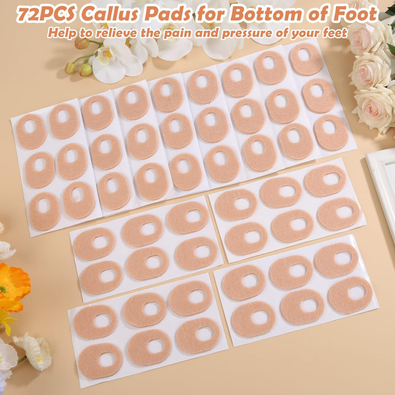 Shynek 72 Pcs Callus Pads Soft Felt Callus Cushion Pads for Bottom of Foot Self Adhesive Foot Callus Cushions, Corn Pads for Feet for Men and Women Pain Relief Foot Care, Beige, Oval Shape 72-beige - BeesActive Australia