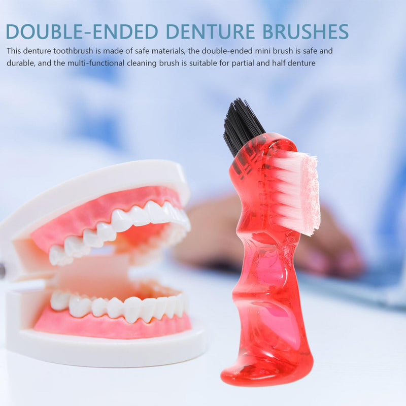 Healifty 4pcs Denture Toothbrush Electric Toothbrushes Denture Care Brush Personal Mini Dual Head Toothbrush Electric Denture Brush Toothbrush Small Paintbrush Double Head Plastic - BeesActive Australia