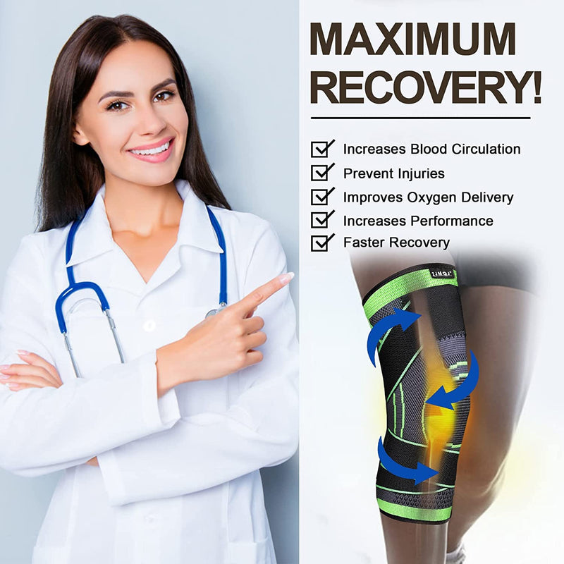 Knee Brace with Straps for Women/Men, Knee Compression Sleeve for Knee Pain, Arthritis, ACL, PCL, Meniscus Tear, Joint Pain Relief. Knee Support for Running, Workout, 1 pcs (Green, L/XL) Green, L/XL - BeesActive Australia