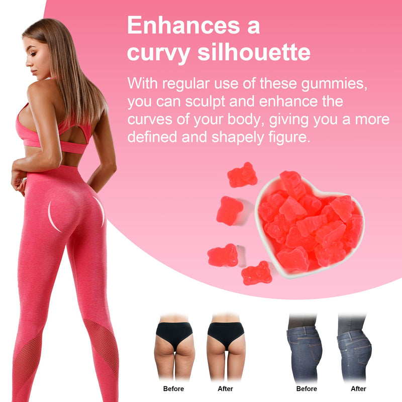 Laicuherb BBL Gummies for Women Curves-Berry Flaovr Booty Gummies with Vitamin A, C, B6, 60 Count Bear Shape Herbal Blend