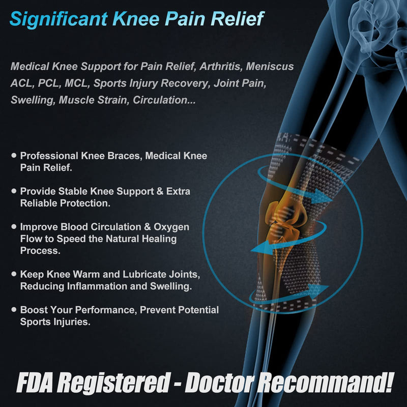 NEENCA 2 Pack Knee Braces for Knee Pain, Compression Knee Sleeves with Patella Gel Pad & Side Stabilizers, Knee Support for Meniscus Tear, Arthritis, Joint Pain, ACL, Runner, Workout- FSA/HSA APPROVED Large Black (pack of 2)
